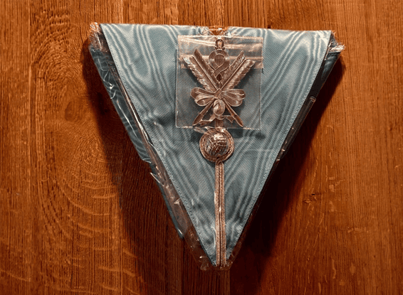 A brand new masonic secretary's collar still in it's packaging