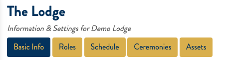 A screenshot of the Lodge navigation menu, showing subheadings