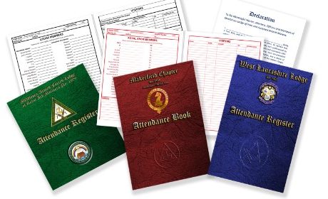 Personalised Lodge and Chapter attendance registers and declaration books from Raven Masonic